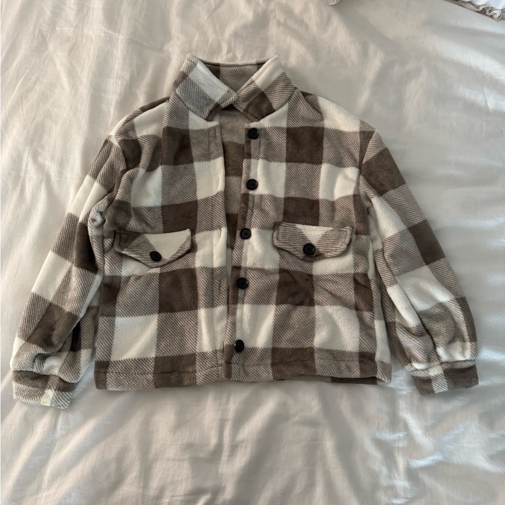 Brown and White Plaid Jacket